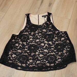 NWT Paris Sunday Black Lace Tank Top Size M